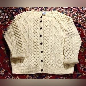 Vintage Men’s Large 100% Wool Handknit Donegal JOHN MOLLOY Irish Sweater